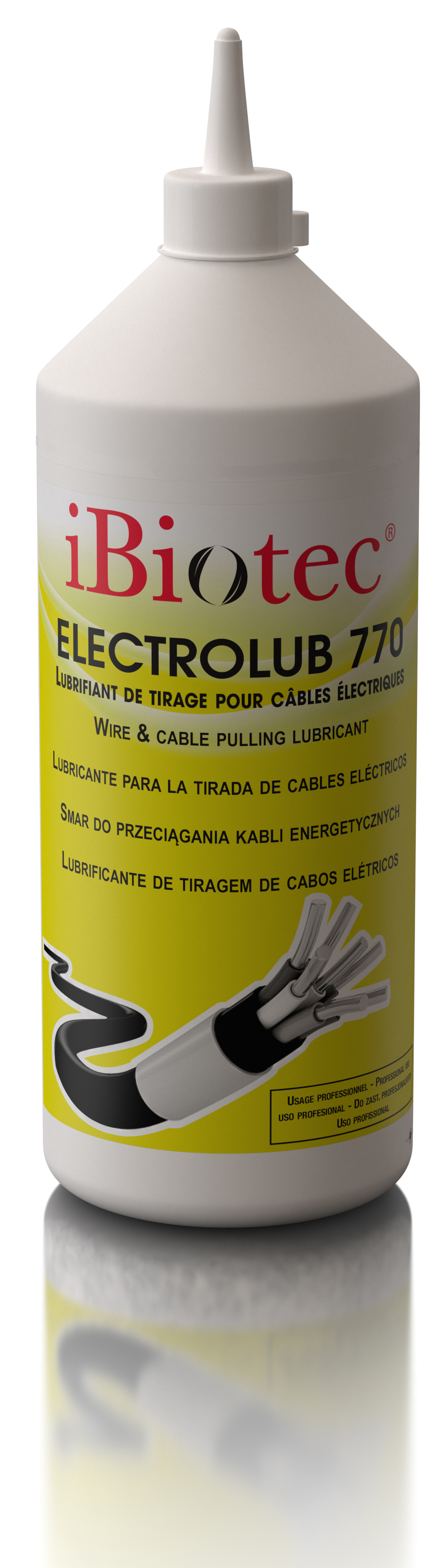 ELECTROLUB 770 Ibiotec lubricant gel, for the pulling of electrical and telecommincations cables, all ducts, sheaths and tubes. Optimum slip coefficient. Cables pulling lubricant Cables pulling gel Cables drawing paste Electrical cables drawing Electrical wires drawing Wire drawing lubricant.